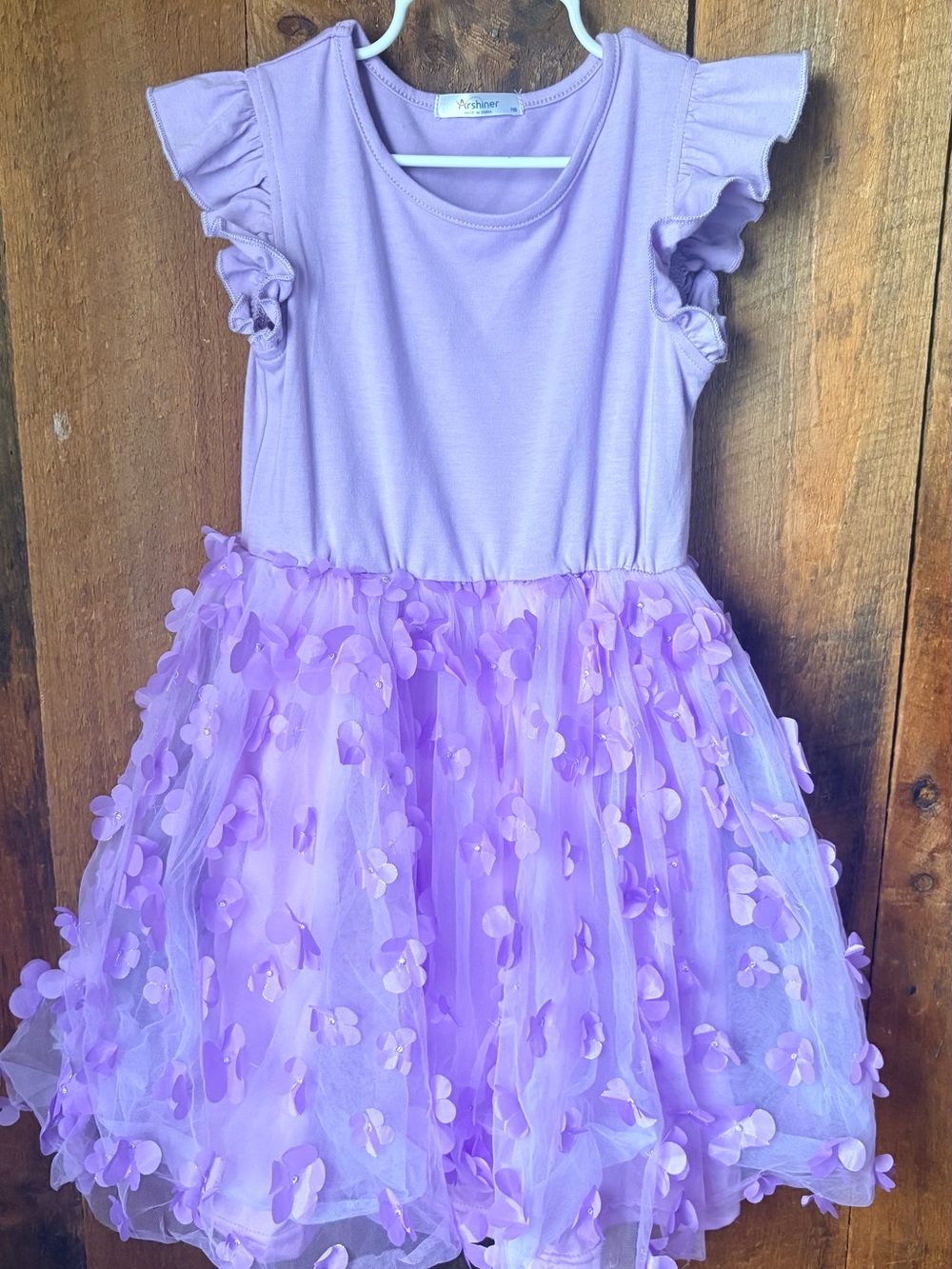 Arshiner Lavender 3D Floral Tulle Party Dress for Girls